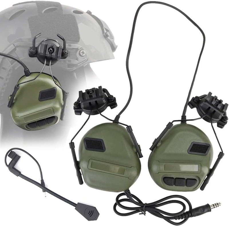 ATAIRSOFT Tactical Headset Unlimited Power Intercom with Microphone Waterproof Hunting Shooting Headphones Earmuff No Noise Reduction Function (OD Green) - Image 1